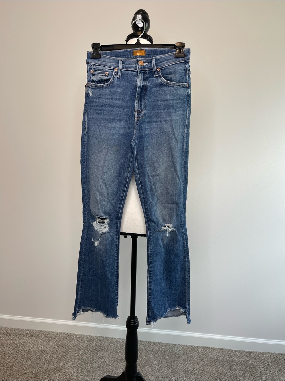 Mother Jeans size 25 raw step hem denim blue designer festival casual high rise